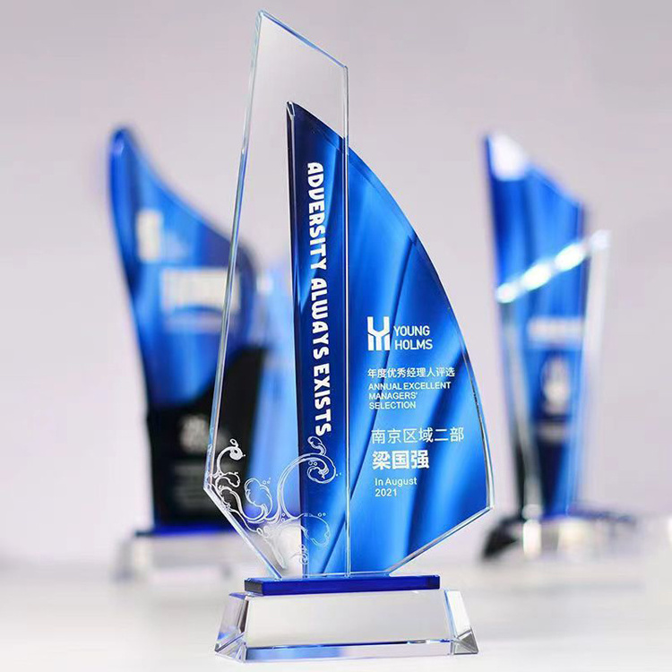 Factory Wholesale Professional Crystal Award Plaque Custom Blank Glass Trophy