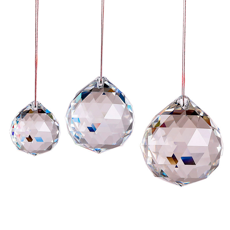 Factory Wholesale Chandelier Crystal Ball Modern Hanging Faceted Glass Ball Prism With Hole