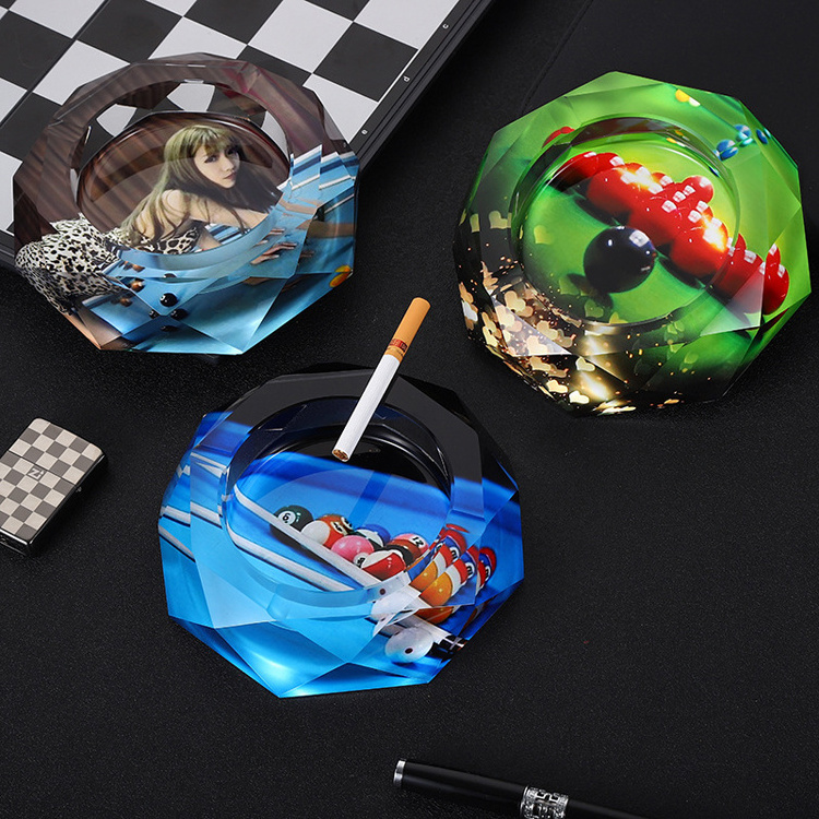 Wholesale Smoking Set Customize Portable Car Glass Crystal Ashtray