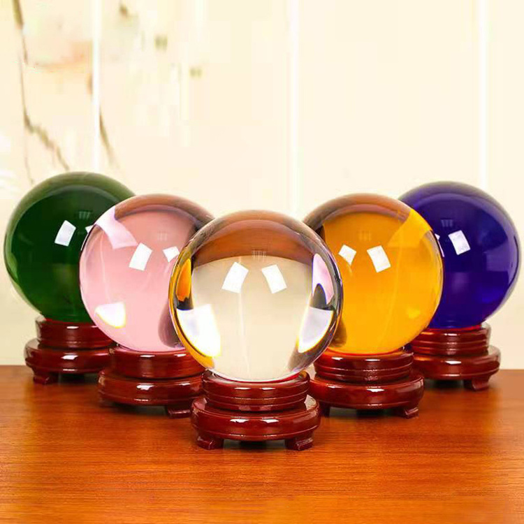 Wholesale Factory homemade Solid Large Sphere stand Colored Glass Crystal Ball