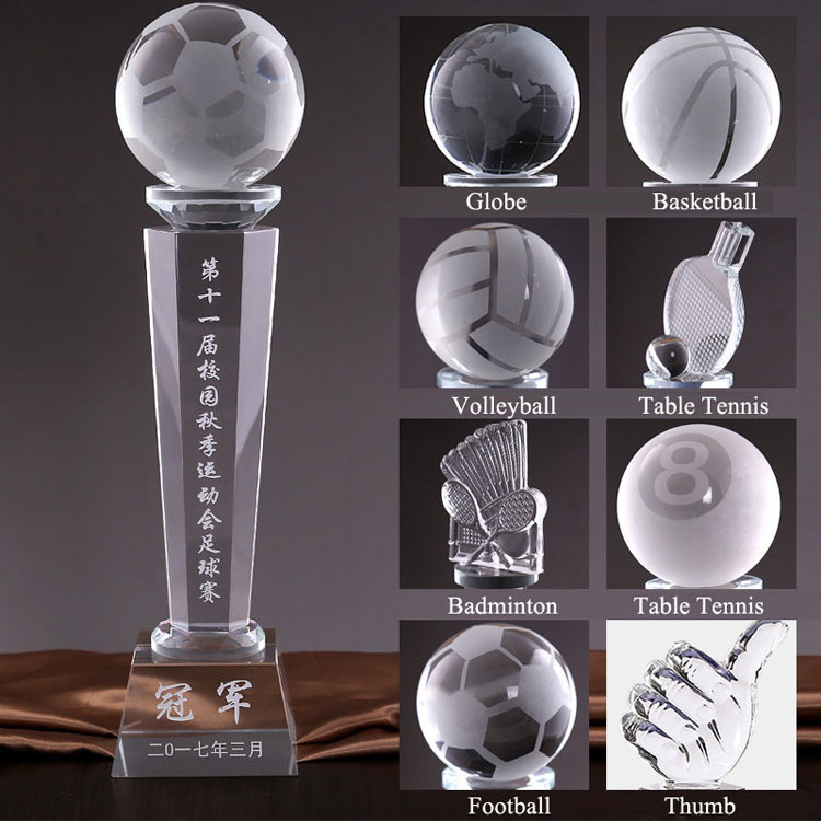 Wholesale Cheaper Custom Basketball Football Soccer Sports Crystal Trophy Award