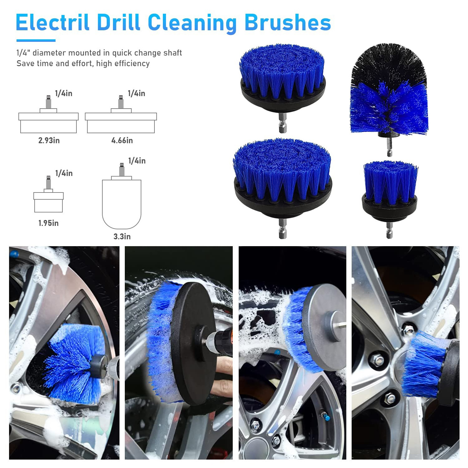 19 Pcs Car Detailing Kit Drill Soft Brush Set Auto Interior Exterior Cleaning For Washing Wheel Dashboard Leather Seats