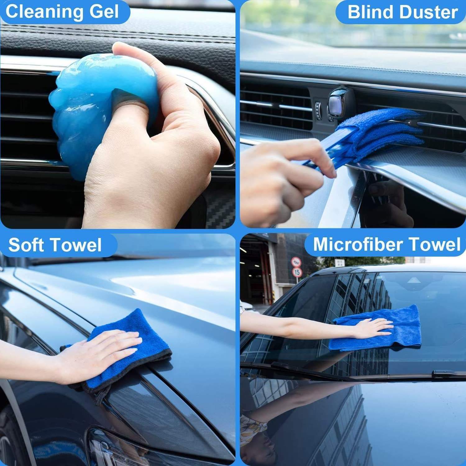 16pcs Car Wash Cleaning Kit Wash Folding Bucket Towels Tire Brush Combination Car Detailing Brush