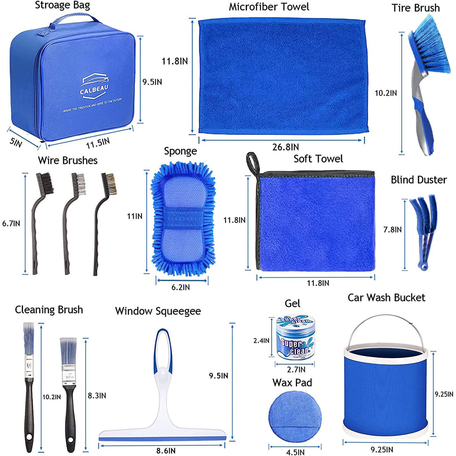 16pcs Car Wash Cleaning Kit Wash Folding Bucket Towels Tire Brush Combination Car Detailing Brush