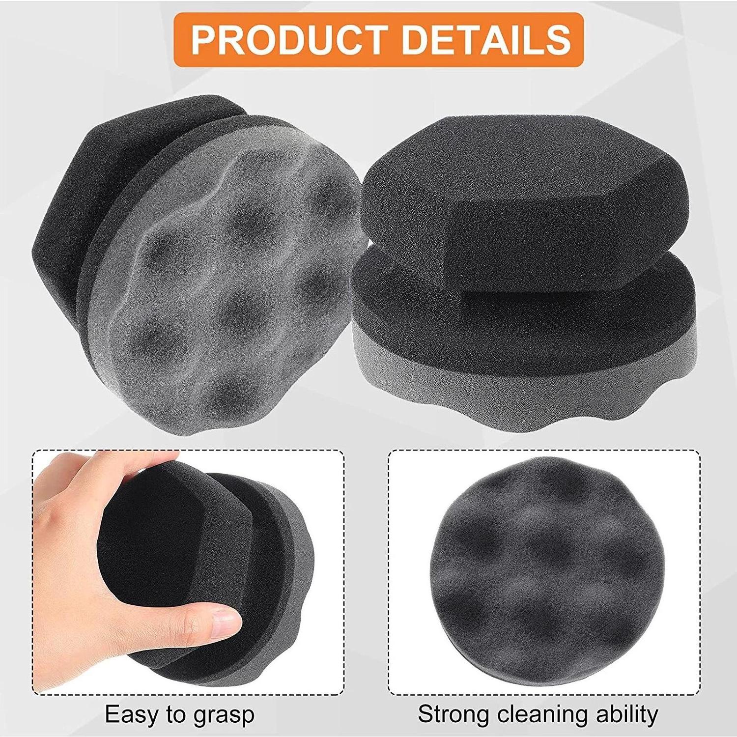 Wholesale Tire Hex Grip Dressing Applicator Dressing Pad Car Detailing Foam Sponge Reusable Tire Cleaner Sponge Supplies