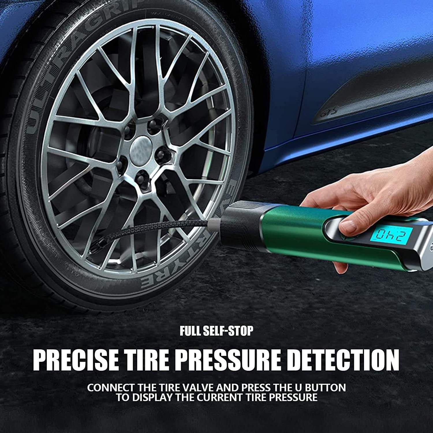 Mini Car  Portable Air Compressor Pump 7.5v 150Psi 4000mAh powerbank Cordless Digital Electric Tyre Inflator for Car