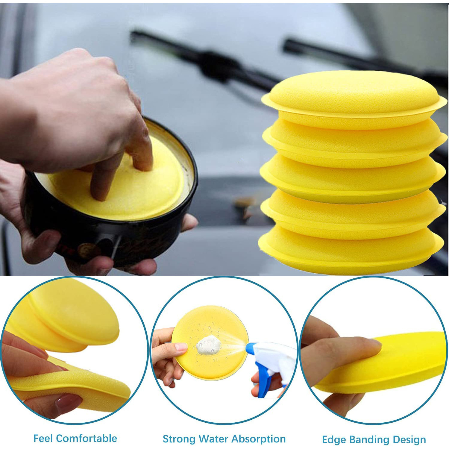 Hand Polishing Pad Application Sponge 4inch America Polyester High Quality Detailing Buffing Pads For Waxing