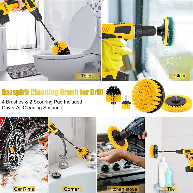 8 Power Scrubber Brush Cleaning Kit - All Purpose Drill Cleaning Brush with Extend Attachment