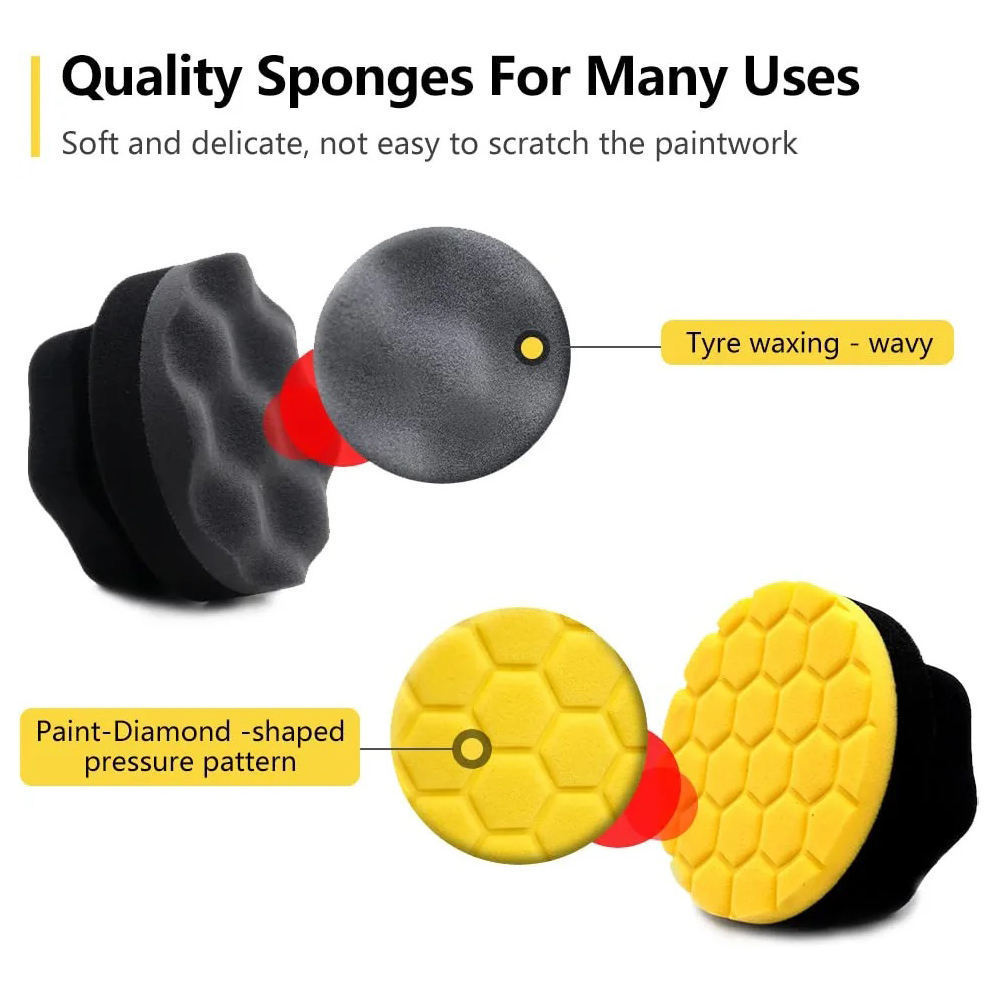 Tire Hex Grip Dressing Applicator Dressing Pad Car Detailing Foam Sponge Reusable Tire Cleaner Sponge Supplies