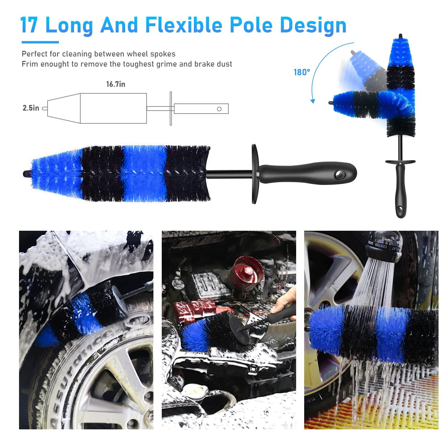 19 Pcs Car Detailing Kit Drill Soft Brush Set Auto Interior Exterior Cleaning For Washing Wheel Dashboard Leather Seats