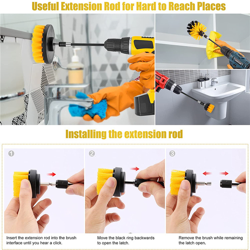 8 Power Scrubber Brush Cleaning Kit - All Purpose Drill Cleaning Brush with Extend Attachment