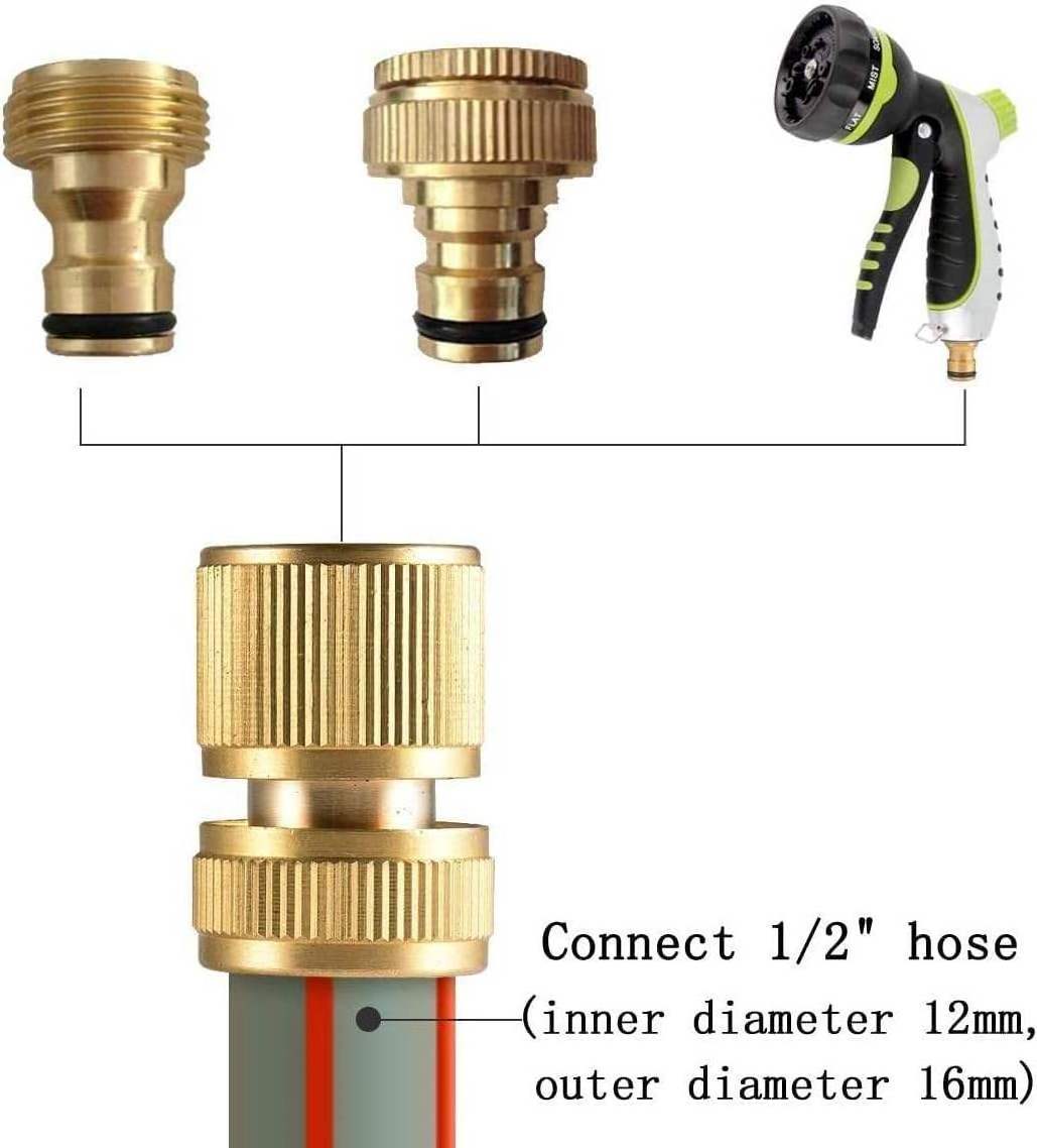 1/2 3/4 Thread Solid Brass Easy Connect Garden Hose Quick Connectors Water Hose Adapter For Watering