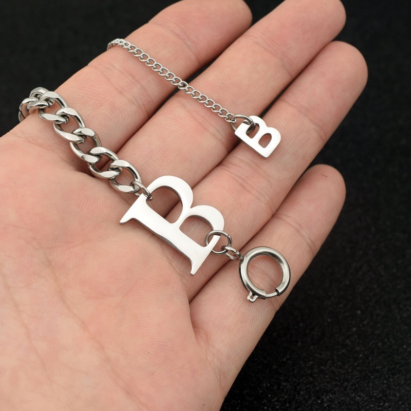 Hiphop Titanium Steel Necklaces Punk Non-Tarnish Letter B Link Chain