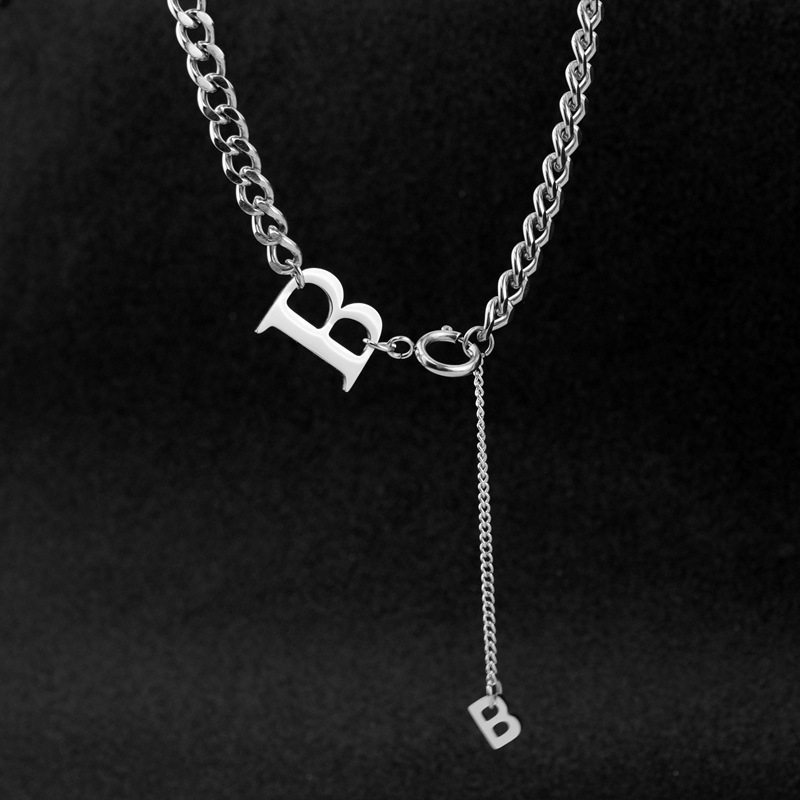 Hiphop Titanium Steel Necklaces Punk Non-Tarnish Letter B Link Chain