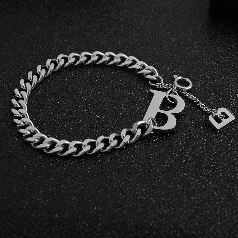 Hiphop Titanium Steel Necklaces Punk Non-Tarnish Letter B Link Chain