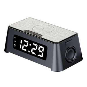 2023 Multi Function Smart Digital Alarm Clock Mobile Phone 4 in 1 Qi 15W Fast Charging Stand Station Wireless Charger For Table