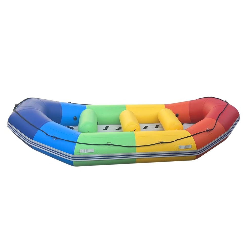 Durable 5m Rainbow Color Inflatable Rafting Boat Dinghy For Fishing Aluminum Hull RIB Rescue Boat