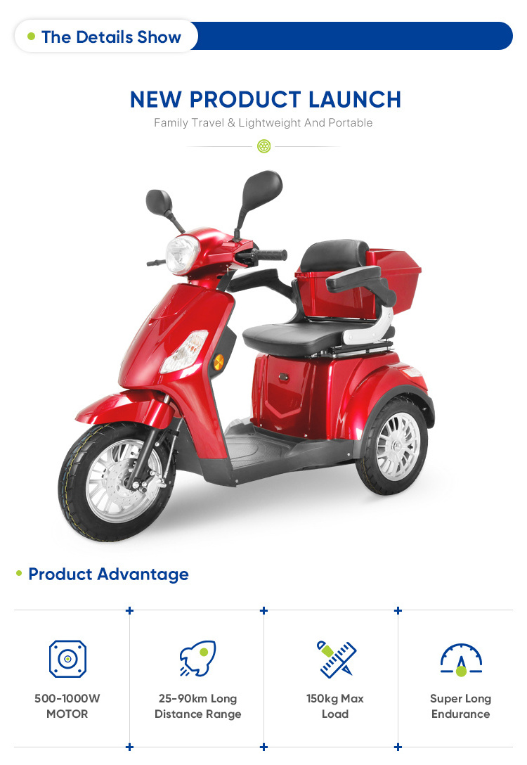 CE Wholesale New Electric Scooter Disabled Electric Passenger Tricycle 3 Wheel Mobility Scooters For Elderly