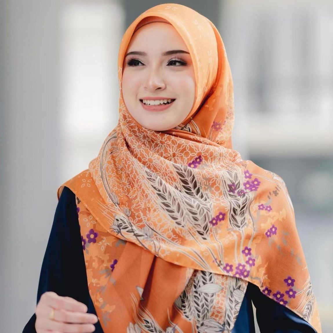 Customize Premium Cotton Voile Bawal Hijab Malaysia Muslim Print Hijab Scarf 45inch