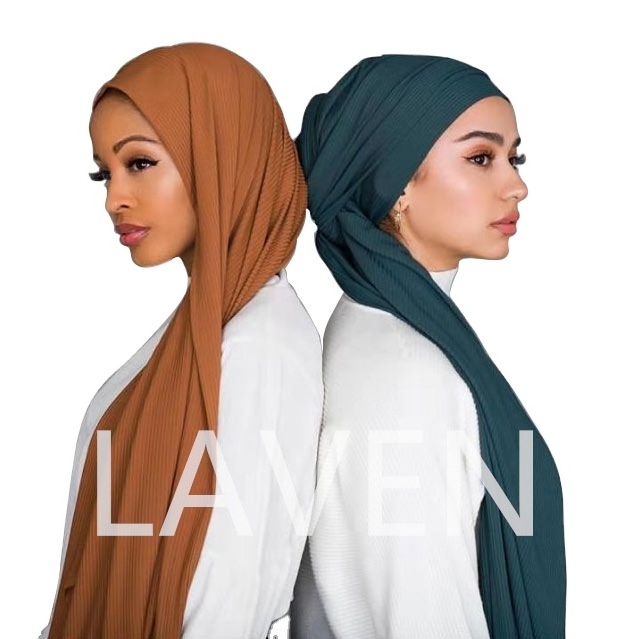 Hot Hijab Sexy Ladies Muslim Scarf Malaysian Women Tudung Plain Pleated Cotton Scarf Hijab