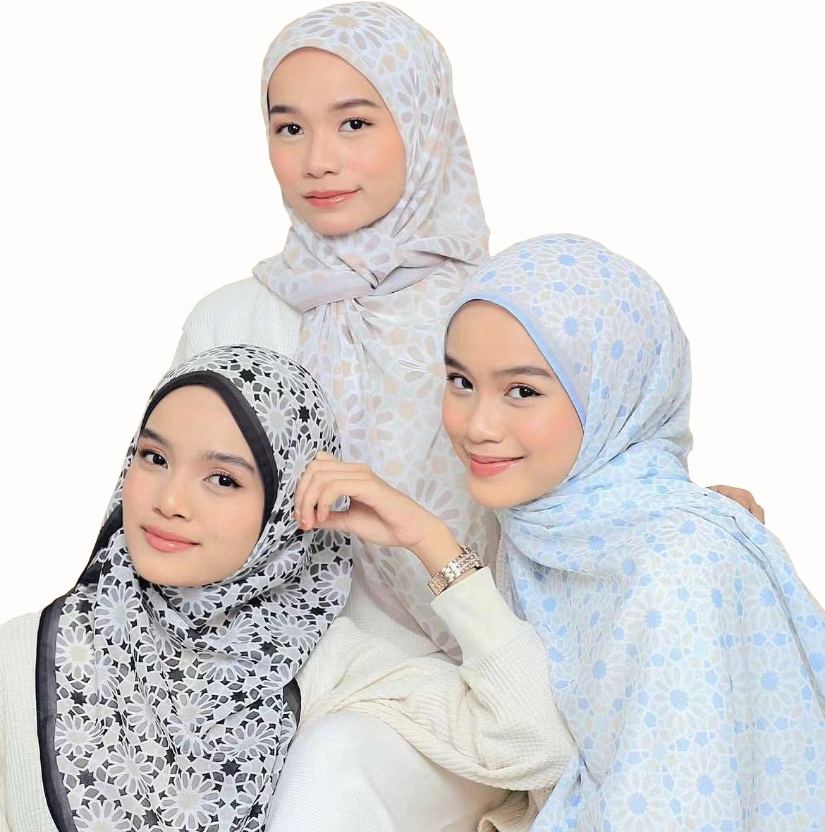 Custom Malaysia 2024 Chic Printed Cotton Voile Hijab Japan Tudung Bawal Cotton Voile Hijab Scarf For Women