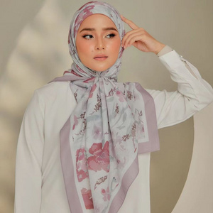 New Style Cotton Voile Printed Bawal Hijab Malaysia Muslim Bawal Cotton Voile Print Hijab Scarf For Women