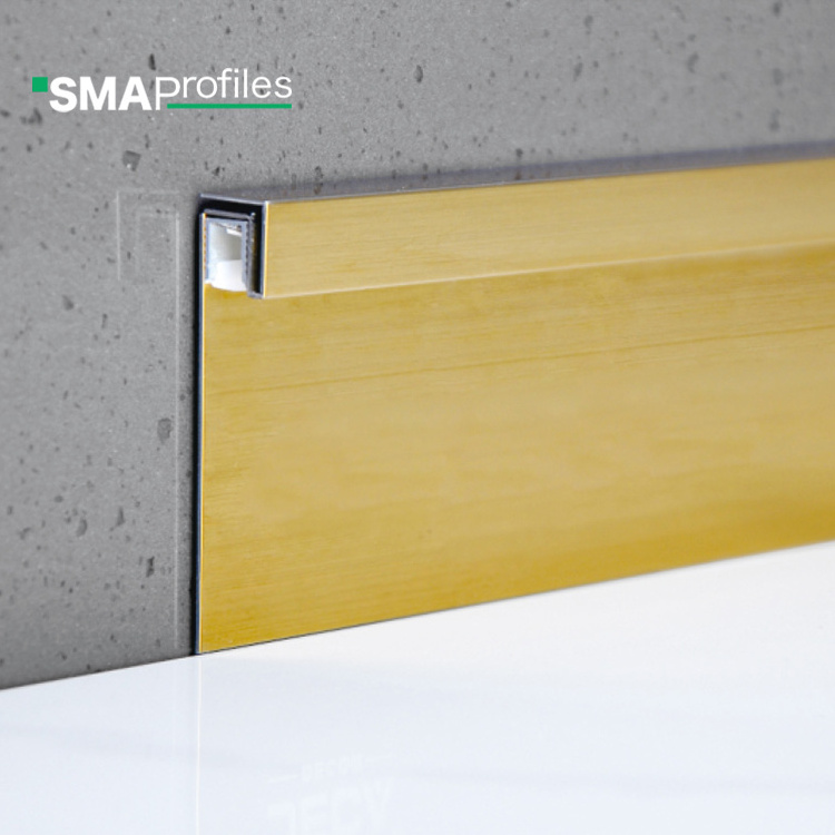 2023 SMAProfiles Baseboard Wall Flooring LED Skirting Board with trims stainless steel led baseboard lighting skirting