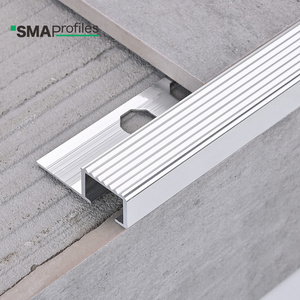 Foshan Supplier SMA Anti Slip Stair Nosing Easy Installation OEM Logo Stainless Steel Stair Nosing Trims Tile Profiles