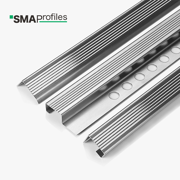 SMAprofiles stair accessories stainless steel step edge trim SS304 anti slip stair nosing trim