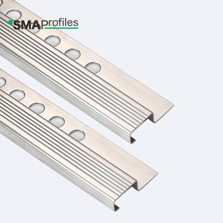 SMAprofiles stair accessories stainless steel step edge trim SS304 anti slip stair nosing trim