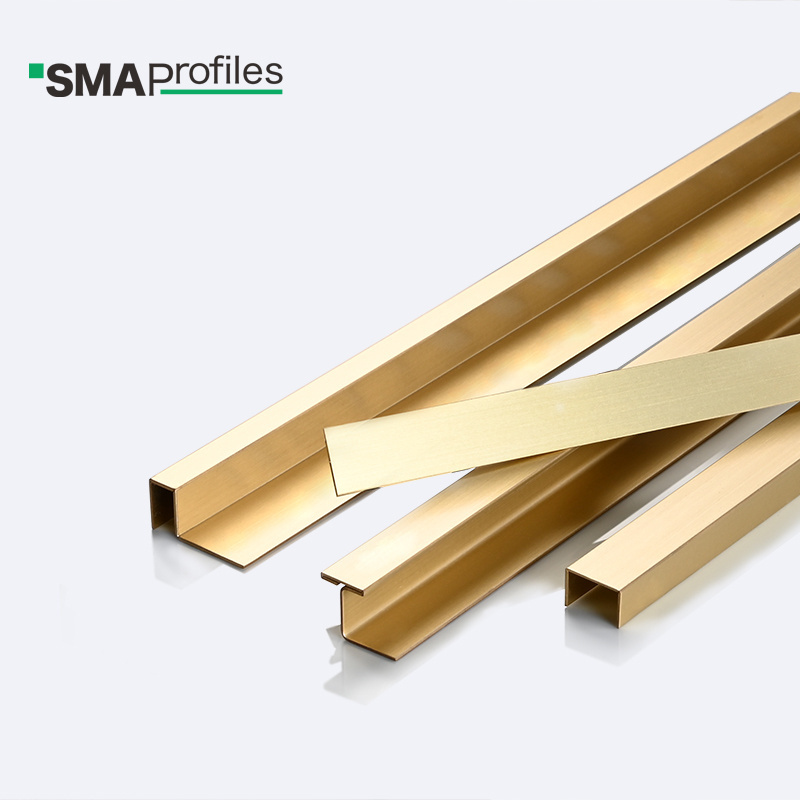 2023 SMAProfiles decorative brass trim strips for Wood floor brass inlay strips for furniture and tile transition