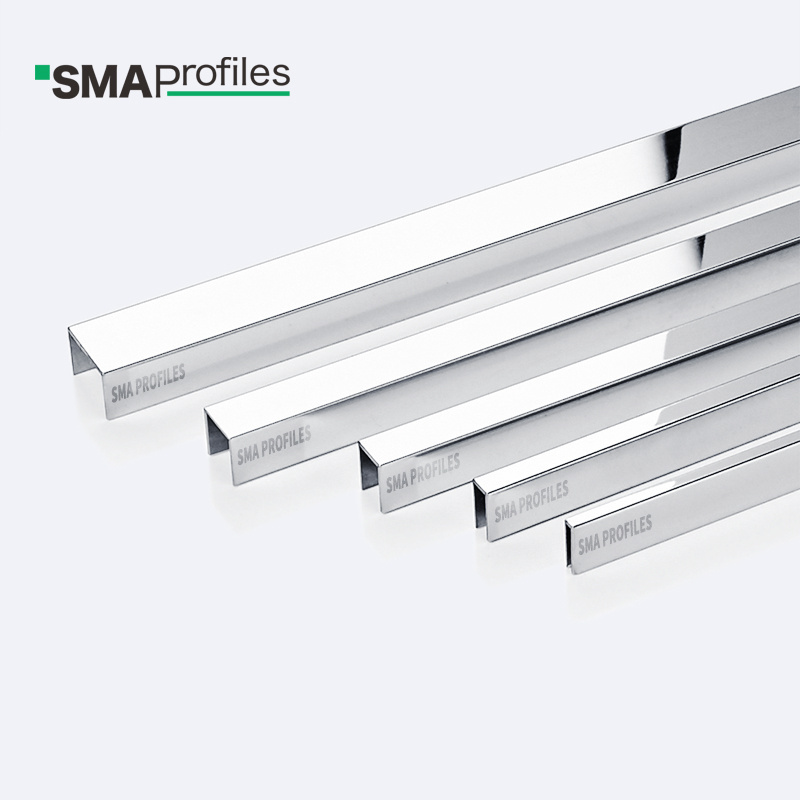 SMAProfiles Stainless Steel Metal Straight U Shaped Edge Tile Trim for door, cabinet, wall, ceiling decoration