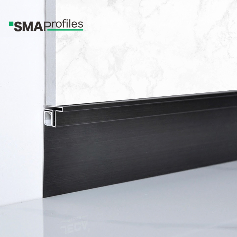 2023 SMAProfiles Baseboard Wall Flooring LED Skirting Board with trims stainless steel led baseboard lighting skirting