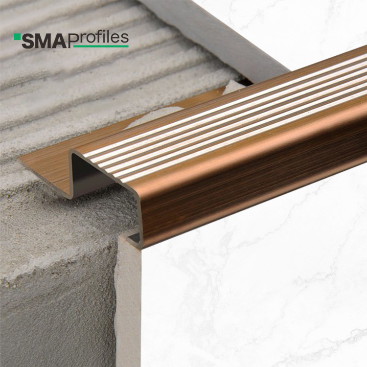 SMAprofiles stair accessories stainless steel step edge trim SS304 anti slip stair nosing trim