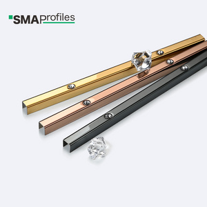 SMAProfiles bathroom tile trim metal u channel trim in stainless steel and acrylic diamond