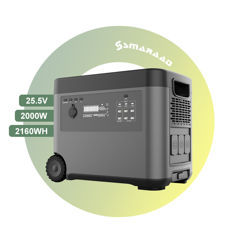 Smaraad Solar Generator Outdoor Portable Power Station 2000W AC/DC Outlets Backup LiFepo4 Battery Home Energy Storage Supply