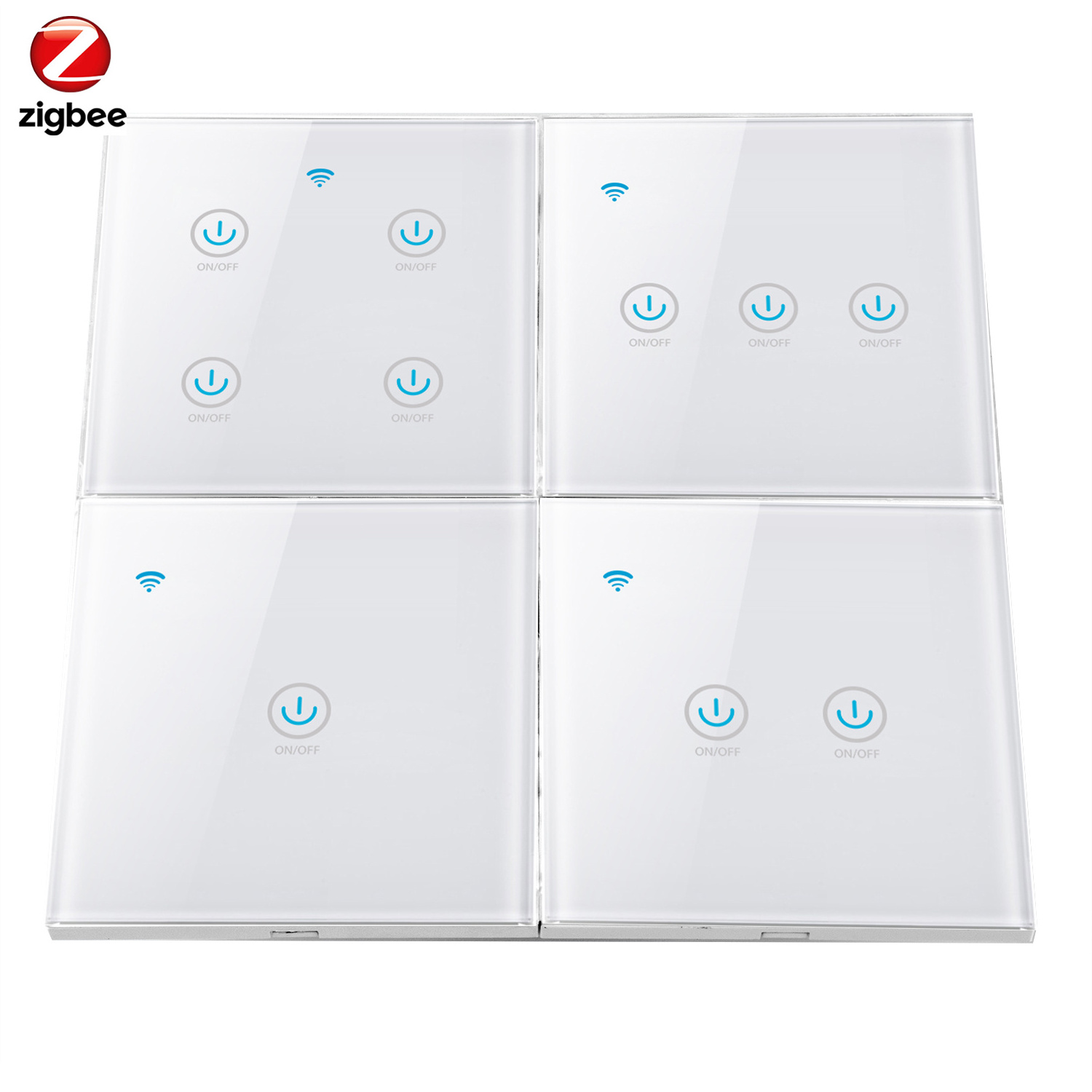 OEM 1000pcs ZigBee Wall Touch Smart Light Switch With Neutral/No Neutral ,No Capacitor Smart Life/Tuya Works with Alexa