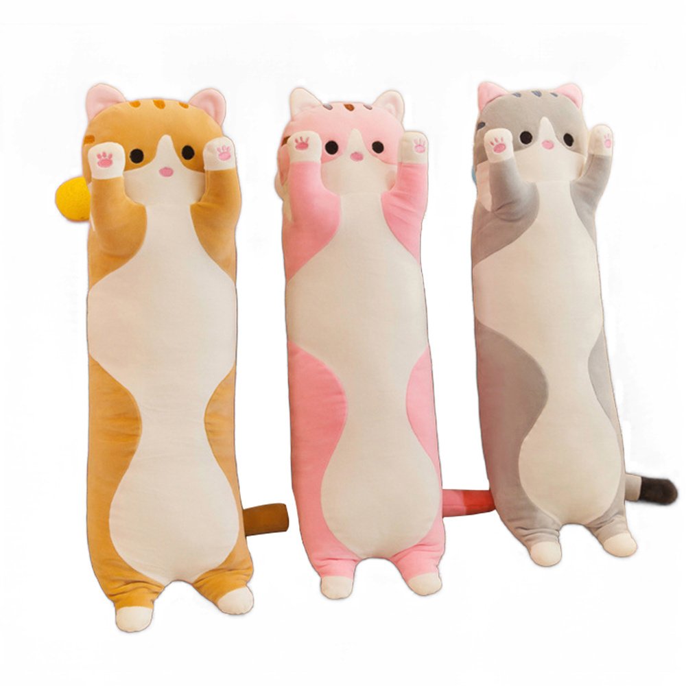 Children Soft Toy Pillow Sleeping Companion Bolster Toys Big Hugging Cat Stuffed Plush Toy