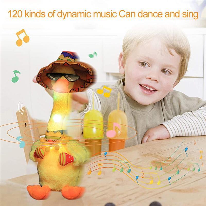 wholesale singing electric talking plush funny space dancing duck toy mexicain yellow talking duck dancing duck