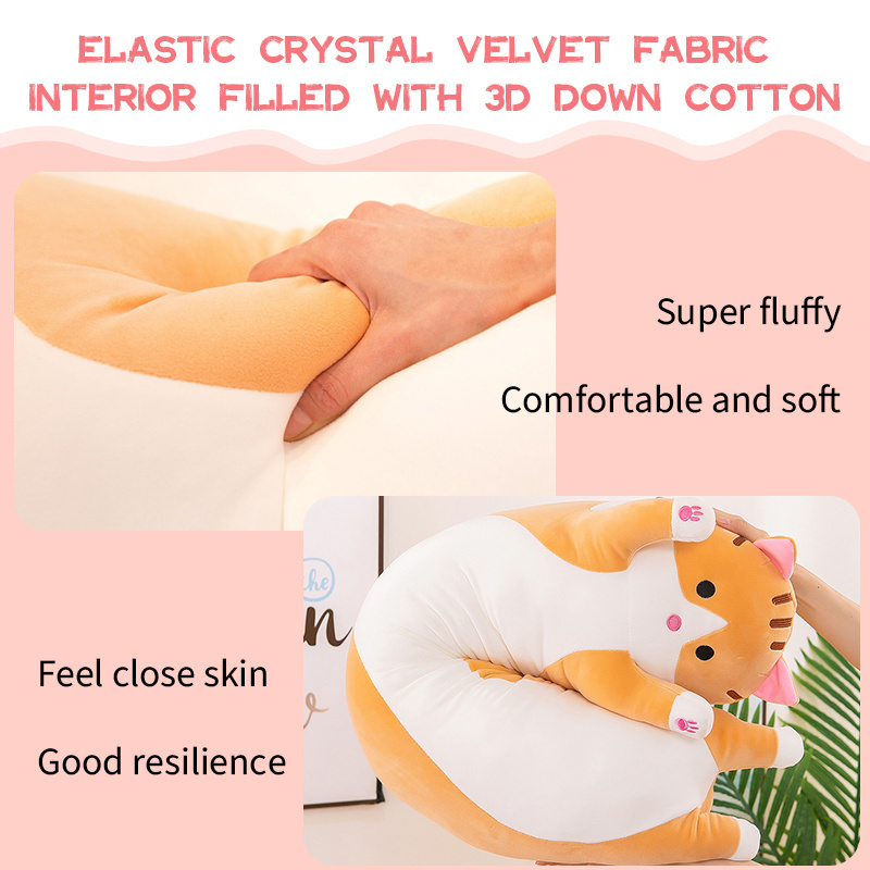 Children Soft Toy Pillow Sleeping Companion Bolster Toys Big Hugging Cat Stuffed Plush Toy