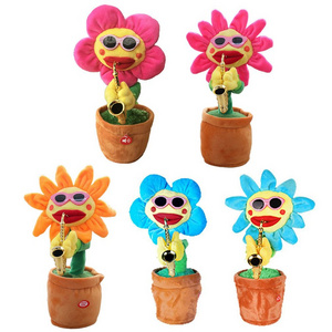 Musical Sunflower Dancing Toys Funny Electric Dancing Plush Flower Wholesale Stuffed Dancing Flower Toy