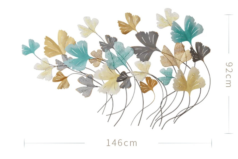 Modern Gold Flowers Sculpture Art Leaves Branch Metal Hanging Wall Decor metal wall decor