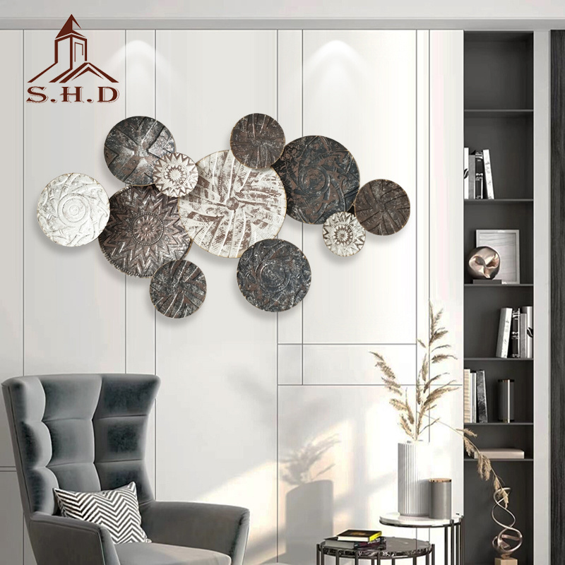 luxury creative iron flower art wall decoration for household background ornament 3D hanging metal wall decor