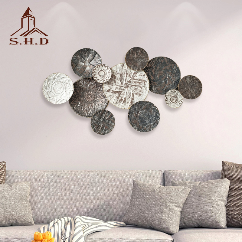 luxury creative iron flower art wall decoration for household background ornament 3D hanging metal wall decor