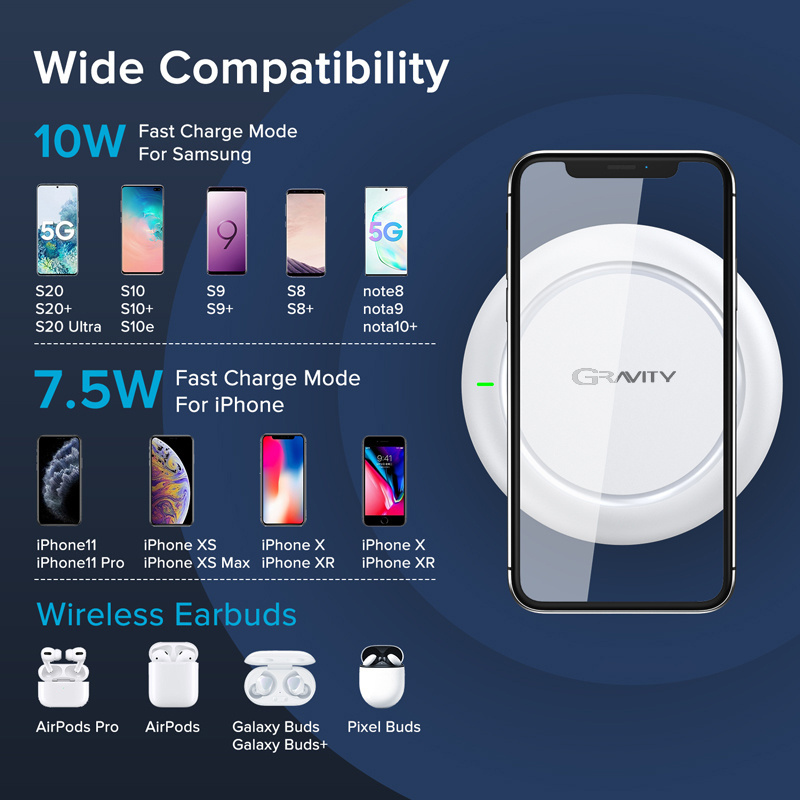 PD QC Cell Mobile Phone Portable Magic Magnetic Android Desktop Headphone Quick Fast Charging Small Desk Wireless Charger 20W