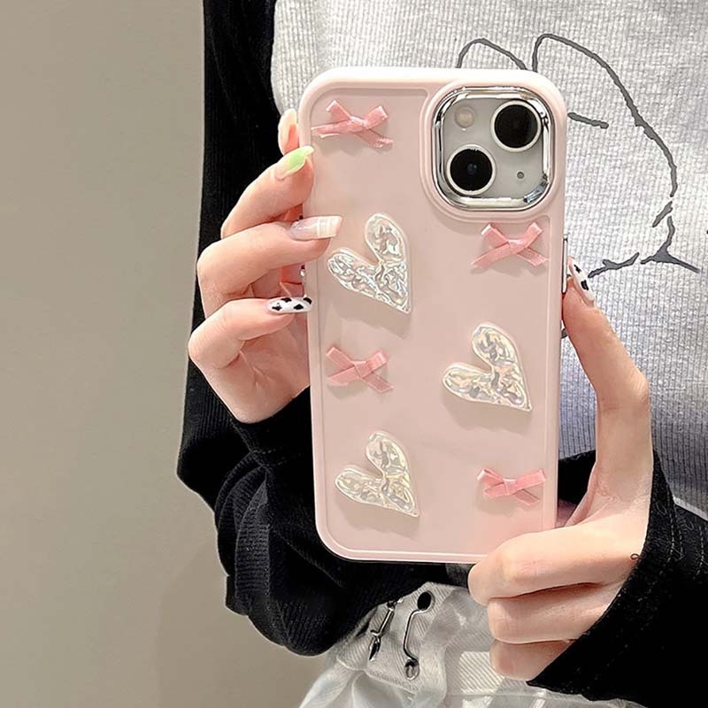 2024 Ins Kawaii Lace Cover For iPhone Pink Cute Cartoon Phone Case for Women Mobile Phone Accessories Case