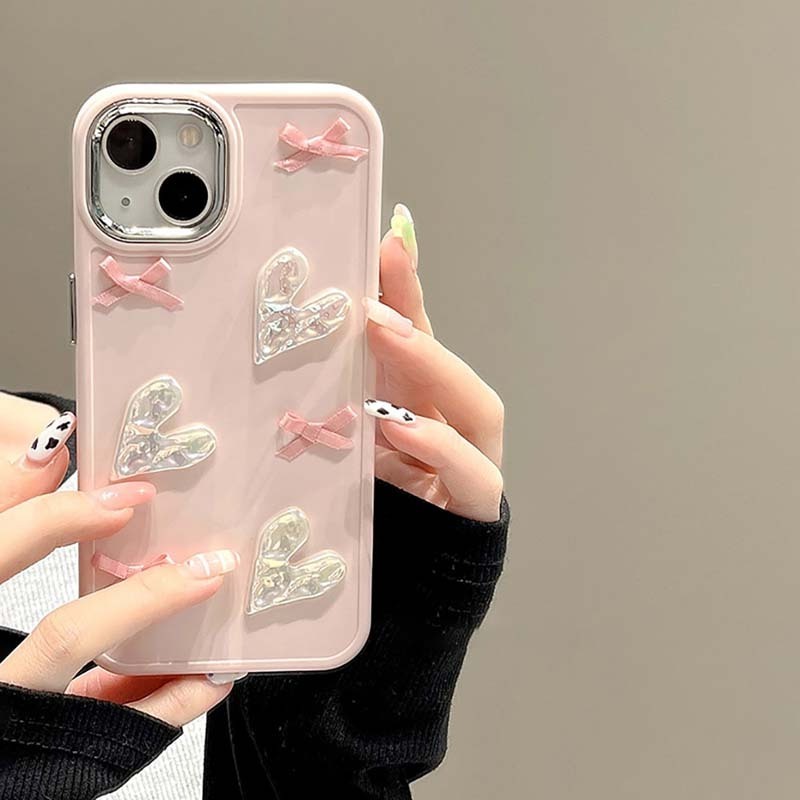 2024 Ins Kawaii Lace Cover For iPhone Pink Cute Cartoon Phone Case for Women Mobile Phone Accessories Case