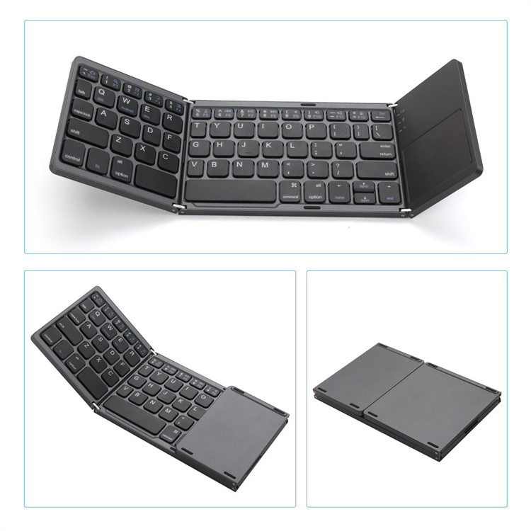 Keyboard For Phone Tablet PC Mobile Phone Using Portable Bluetooth Touch Pad Wireless Keyboard 3 Level Foldable Keyboard