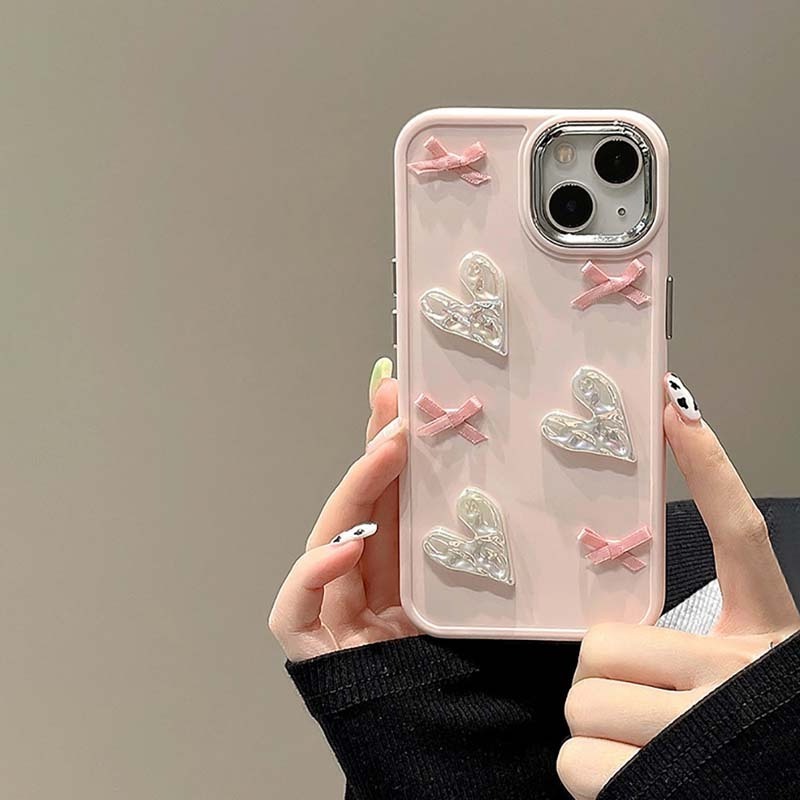 2024 Ins Kawaii Lace Cover For iPhone Pink Cute Cartoon Phone Case for Women Mobile Phone Accessories Case