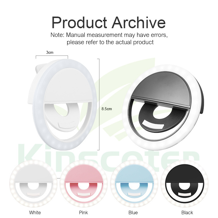 Portable Mini Selfie Ring LED Light Rechargeable Ring Lamp For Smart Mobile Phone Makeup